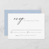 CARMEN Minimalist Script Dusty Blue RSVP Card