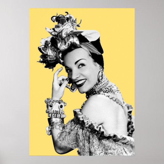 Carmen Miranda Portrait Black and White Artwork fo Poster (Front)