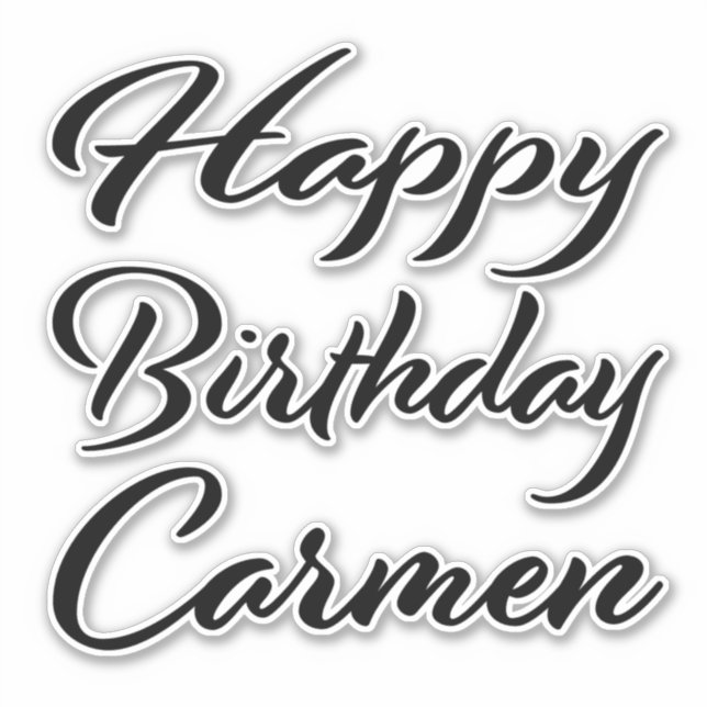 Carmen name first name black Sticker birthday (Front)