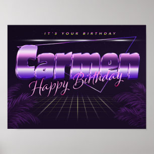 Carmen Name Vorname lila retro Poster Geburtstag