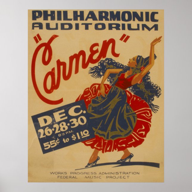 Carmen Opera Vintage Theatre WPA Poster (Front)