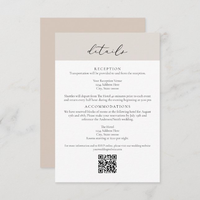 CARMEN Passport Style Wedding QR Details Card (Front/Back)