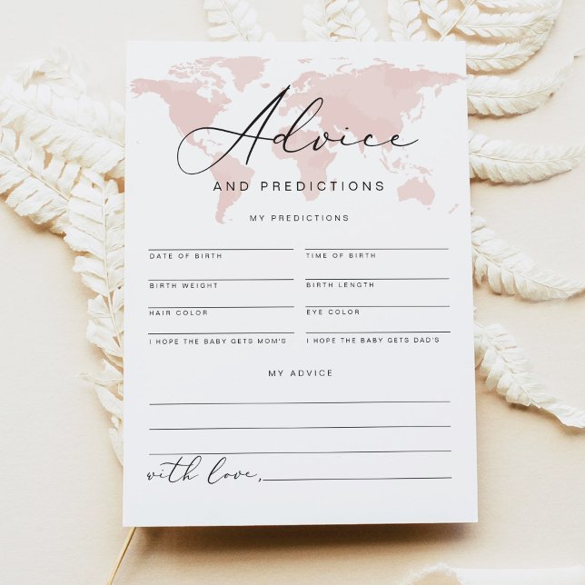 CARMEN Pink Adventure Baby Advice Predictions Card (Creator Uploaded)