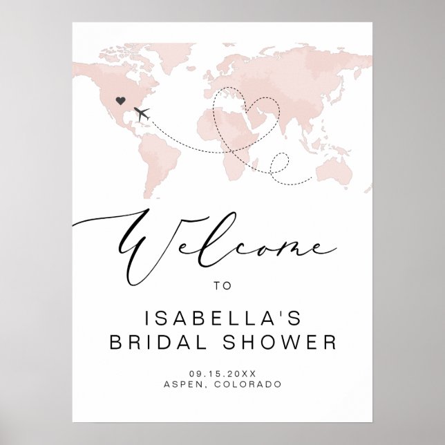 CARMEN Travel Themed Bridal Shower Welcome Sign (Front)