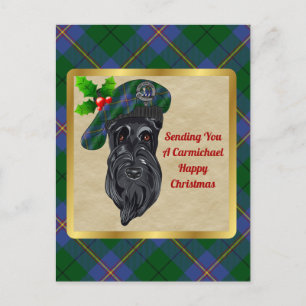 Carmichael Clan Badge & Tartan Christmas Postcard
