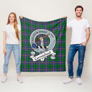 Carmichael Clan Badge Tartan Plaid Fleece Blanket