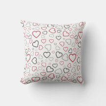 Carmin Red Grey Happy Hearts pattern
