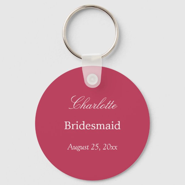 Carmine Magenta Bridesmaid Thank You Keychain (Front)
