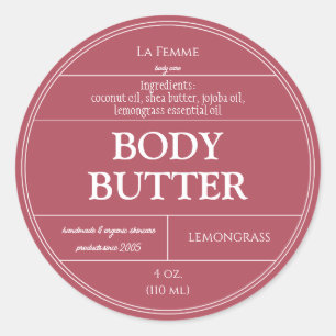 Carmine Pink & White Boho Cosmetic Product Label