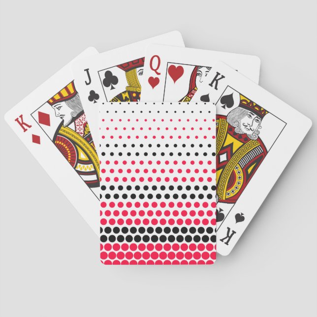 Carmine Red and Black Polka Dot Playing Cards (Back)