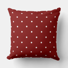 Carmine Red and white dots Cushion
