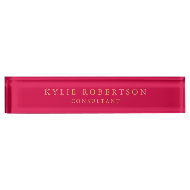 Carmine Red Gold Colours Professional Trendy Moder Nameplate (Front)