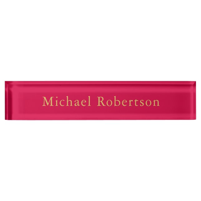 Carmine Red Gold Colours Professional Trendy Moder Nameplate (Front)