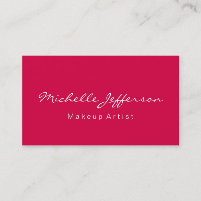 Carmine Red Makeup Artist Unique Business Card (Front)