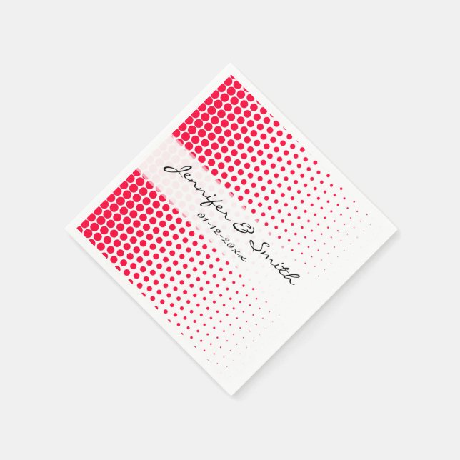Carmine Red Polka Dot Modern White Napkin (Corner)