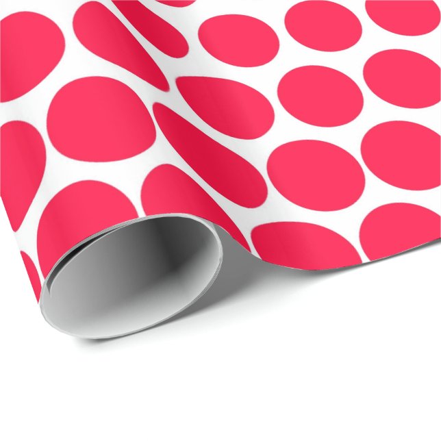 Carmine Red Polka Dot Modern White Wrapping Paper (Roll Corner)