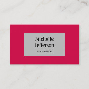Carmine Red Silver Grey Trendy Business Card