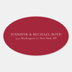 Carmine Red Unique Retro Style Classical Family Oval Sticker