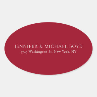 Carmine Red Unique Retro Style Classical Family Oval Sticker