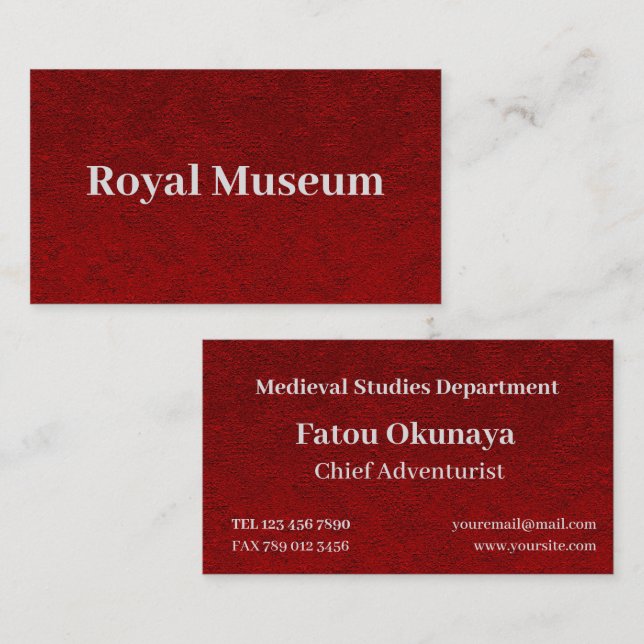 Carmine Red Velvet Print Business Card (Front/Back)