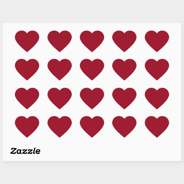  Carmine (solid colour)  Heart Sticker (Sheet)