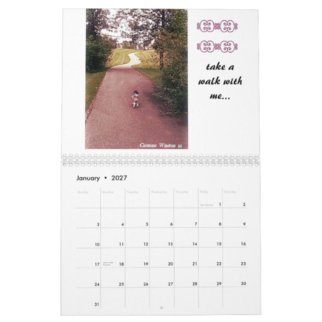 Carmine Winston III "2015 Pawsome Calendar" Calendar (Jan 2027)