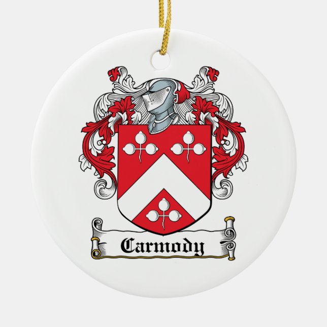 Carmody Family Crest Ceramic Tree Decoration (Front)