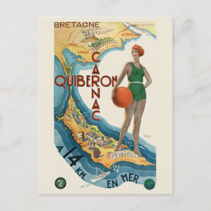 Carnac - Quiberon France Vintage Poster 1930 Postcard