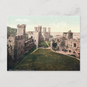 Carnarvon castle interior, vintage Wales c1910 Postcard