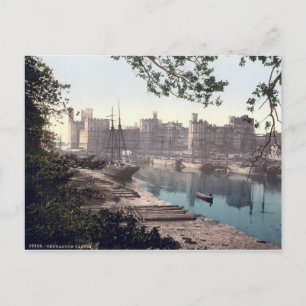 Carnarvon Castle Wales, vintage postcard