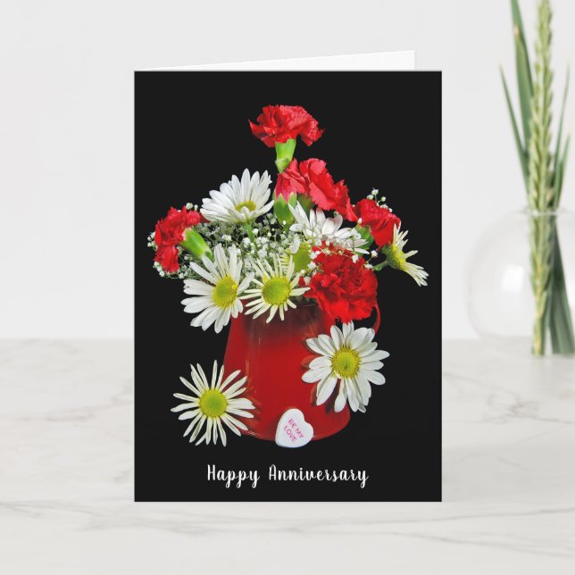 Carnation and Daisy Anniversary Holiday Card (Front)