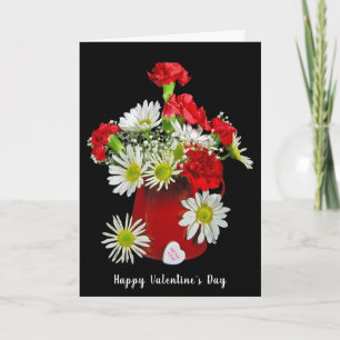 Carnation and Daisy Valentine's Bouquet Holiday Card