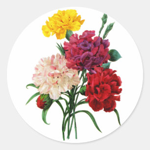Carnation and Marigold Bouquet by Redoute Classic Round Sticker