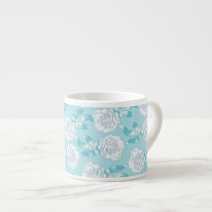 Carnation aqua blue pattern coffee espresso mug
