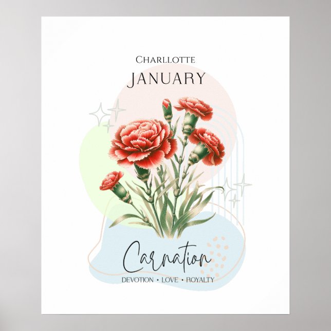 Carnation Birth Flower of January  Poster (Front)