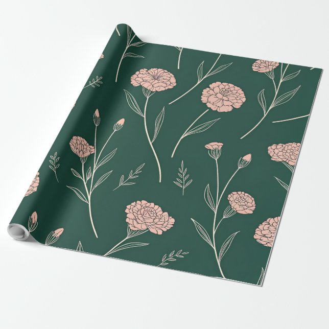 Carnation Bloom Wrapping Paper (Unrolled)