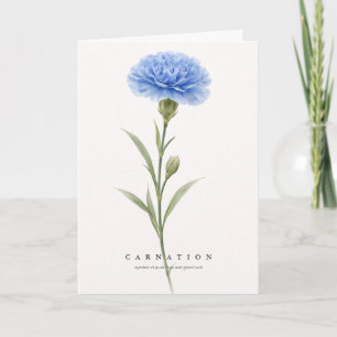 Carnation Botanical Art Symbol of Love & Good Luck Card