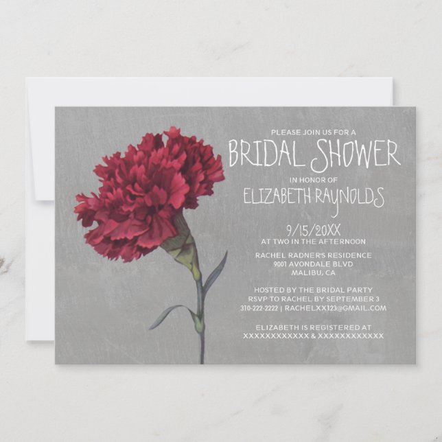 Carnation Bridal Shower Invitations (Front)