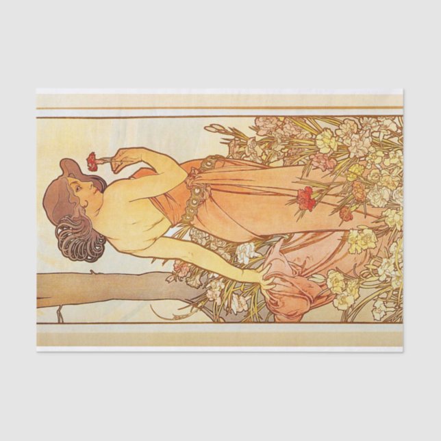 Carnation by Alphonse Mucha Tissue Paper (Front)