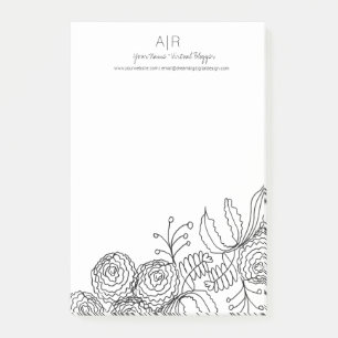 Carnation Floral Botanical Flower Line Art Post-it Notes