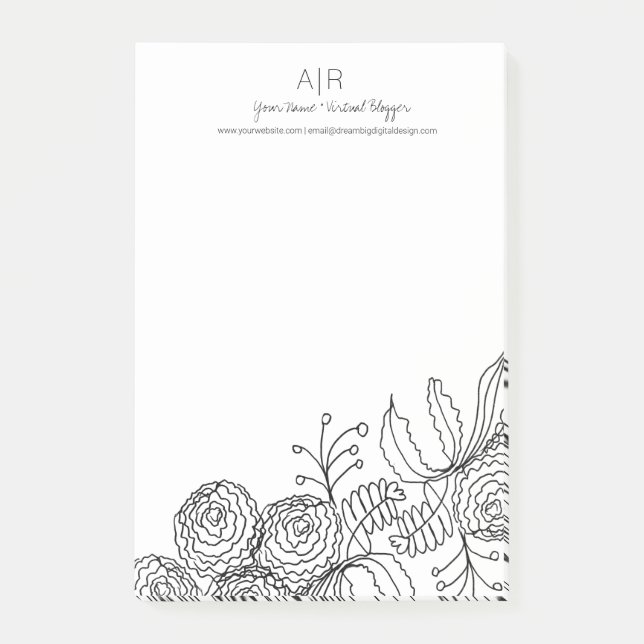 Carnation Floral Botanical Flower Line Art Post-it Notes (Front)