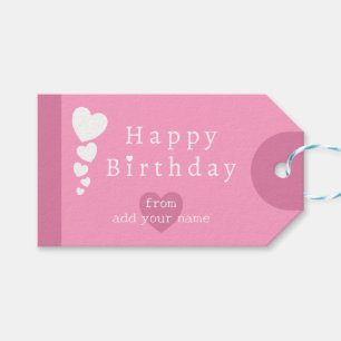 Carnation Flower Pink Birthday Hearts Gift Tags
