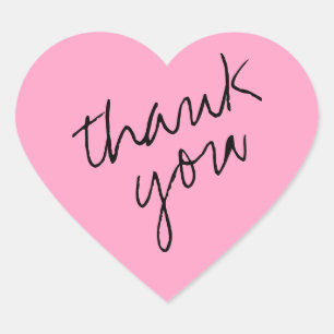 Carnation Flower Pink Heart Thank You Sticker