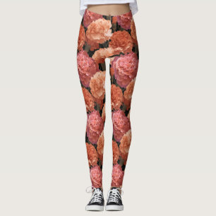 Carnation Flower Running Carnation Inspired Leggings