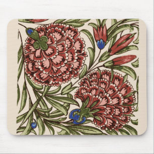 Carnation Flower Tile Antique Art Mouse Mat