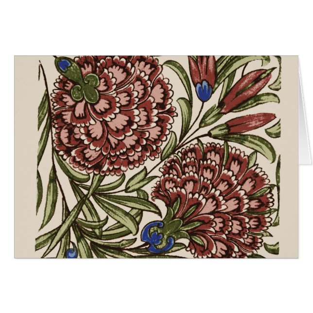 Carnation Flower Tile Antique Rustic Art (Front Horizontal)