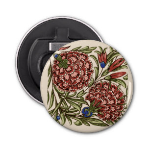 Carnation Flower Tile Antique Rustic Art Bottle Opener