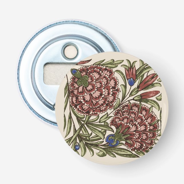 Carnation Flower Tile Antique Rustic Art Bottle Opener (Front)