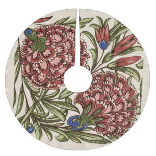 Carnation Flower Tile Antique Rustic Art Brushed Polyester Tree Skirt