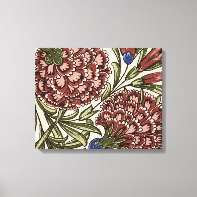 Carnation Flower Tile Antique Rustic Art Canvas Print (Front)
